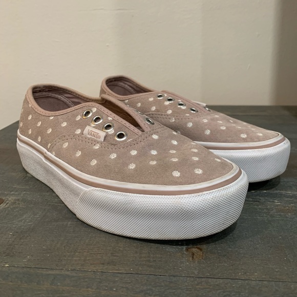 Vans Authentic Platform Suede Polka Dot blush/Tan Sneakers Women’s size 5 - Picture 2 of 9